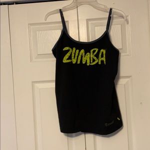 Black, gray, white, and neon green tank top
